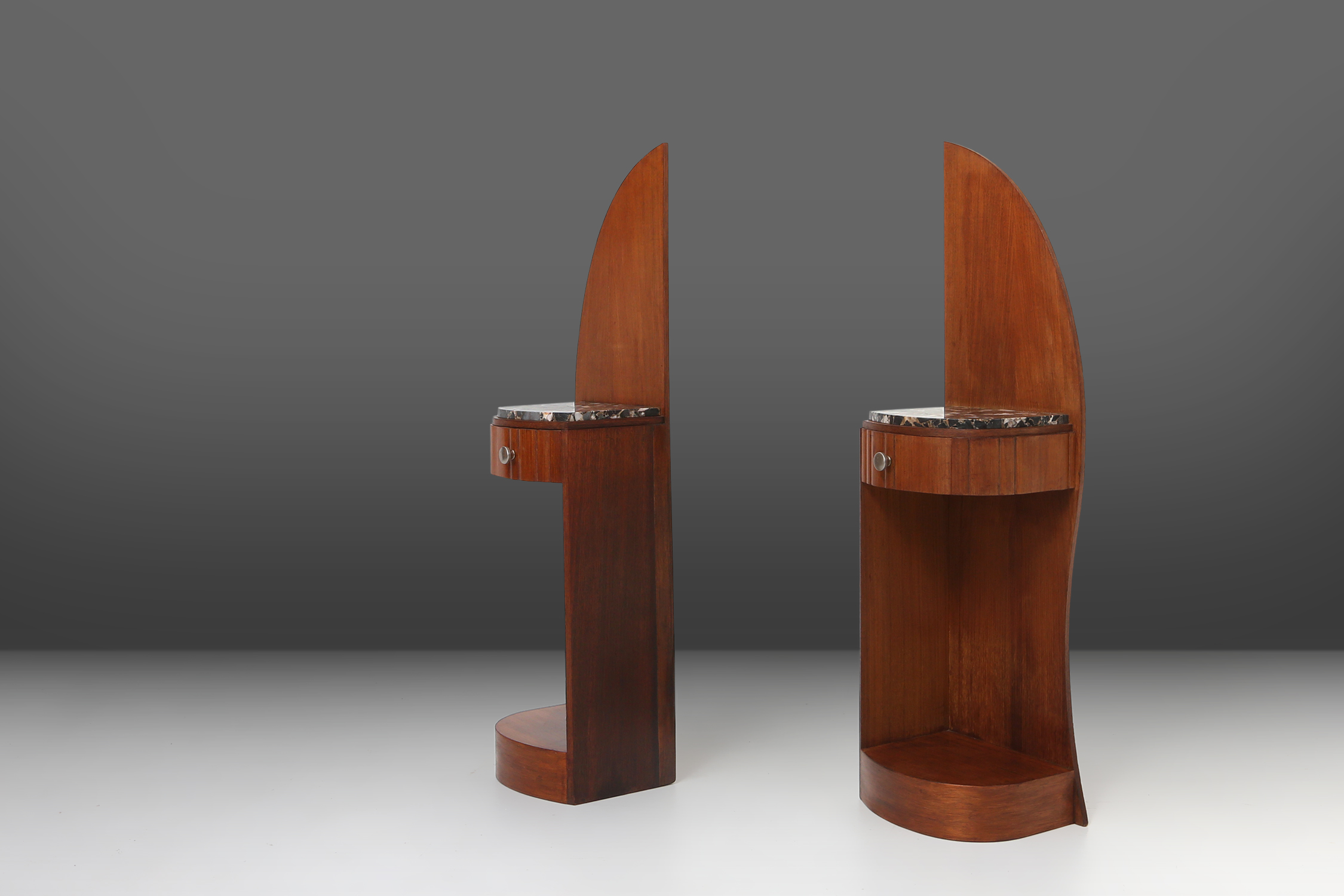 Art Deco Nightstands with Marble Tops, France, 1930sthumbnail